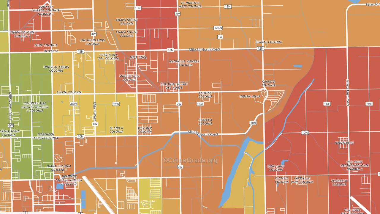 Rio Rico, TX Map of Vandalism Rates