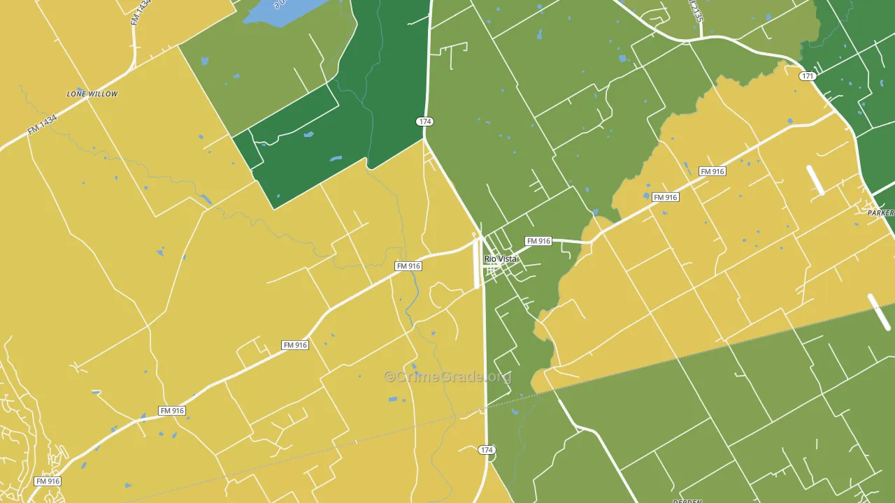Rio Vista, TX Map of Vandalism Rates