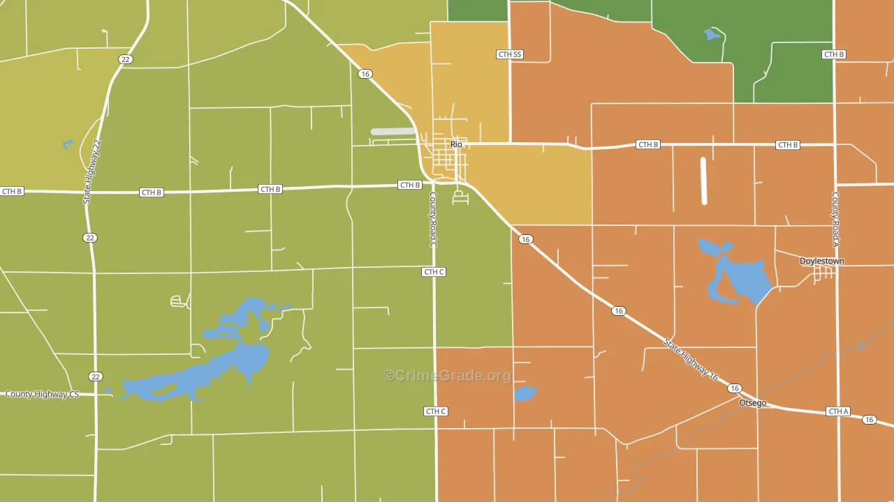 Rio, WI Map of Vandalism Rates