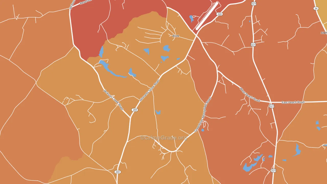 Rion, SC Map of Vandalism Rates