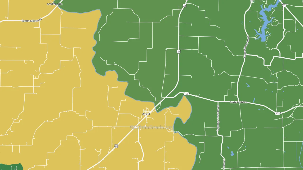 Ripley, IL Map of Vandalism Rates