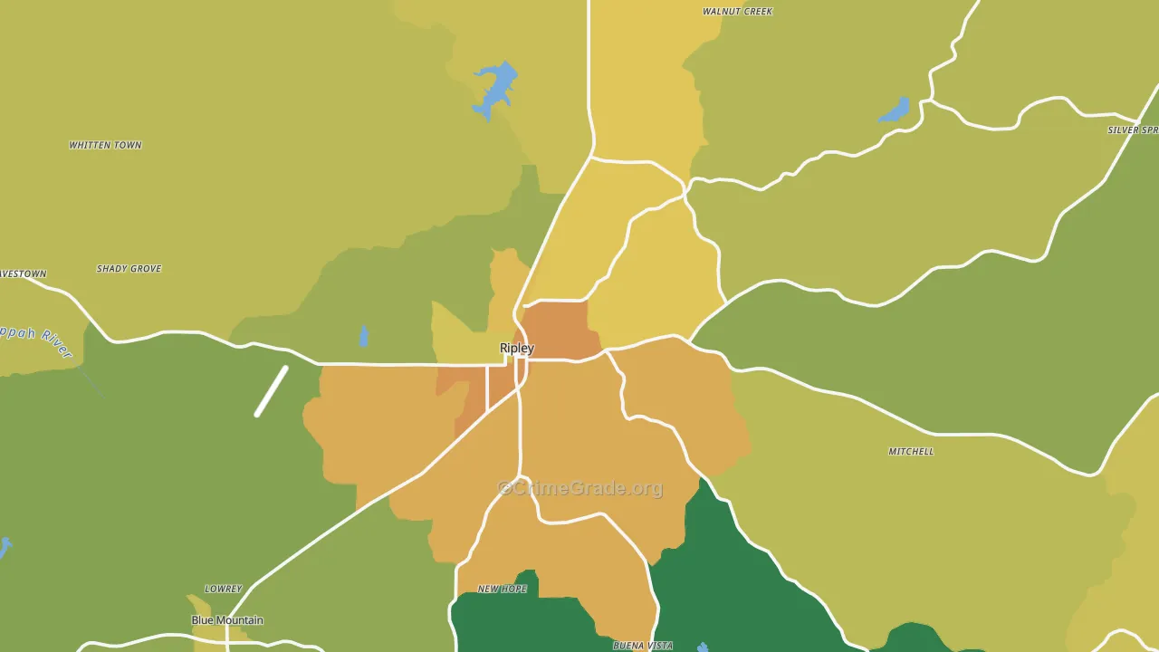 Ripley, MS Map of Vandalism Rates