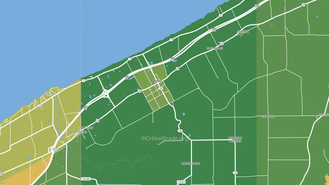 Ripley, NY Map of Vandalism Rates