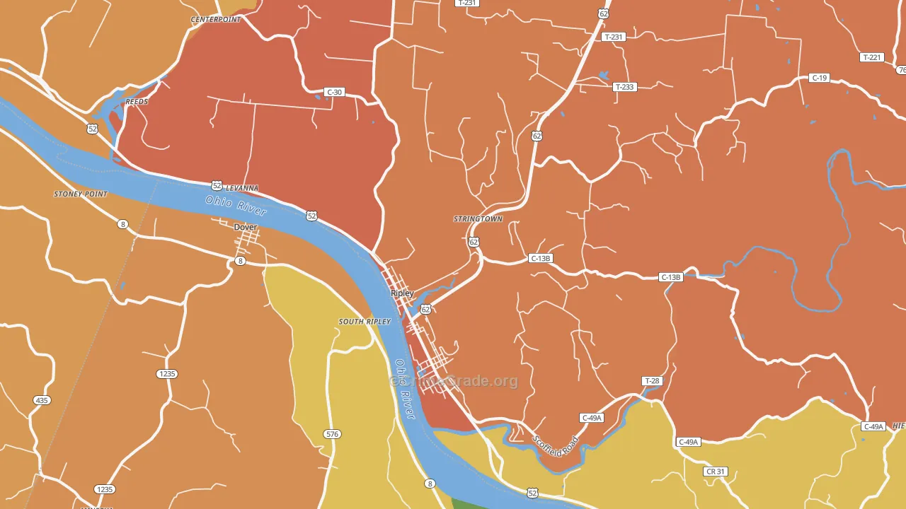 Ripley, OH Map of Vandalism Rates