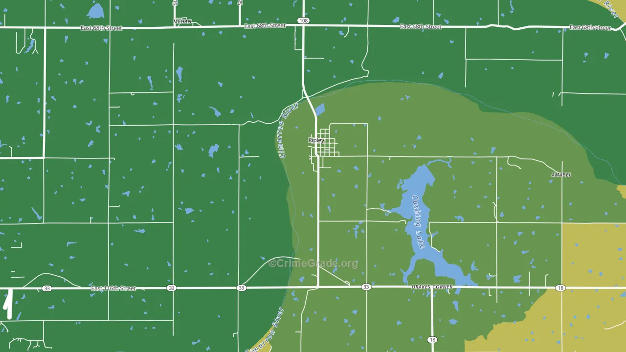 Ripley, OK Map of Vandalism Rates