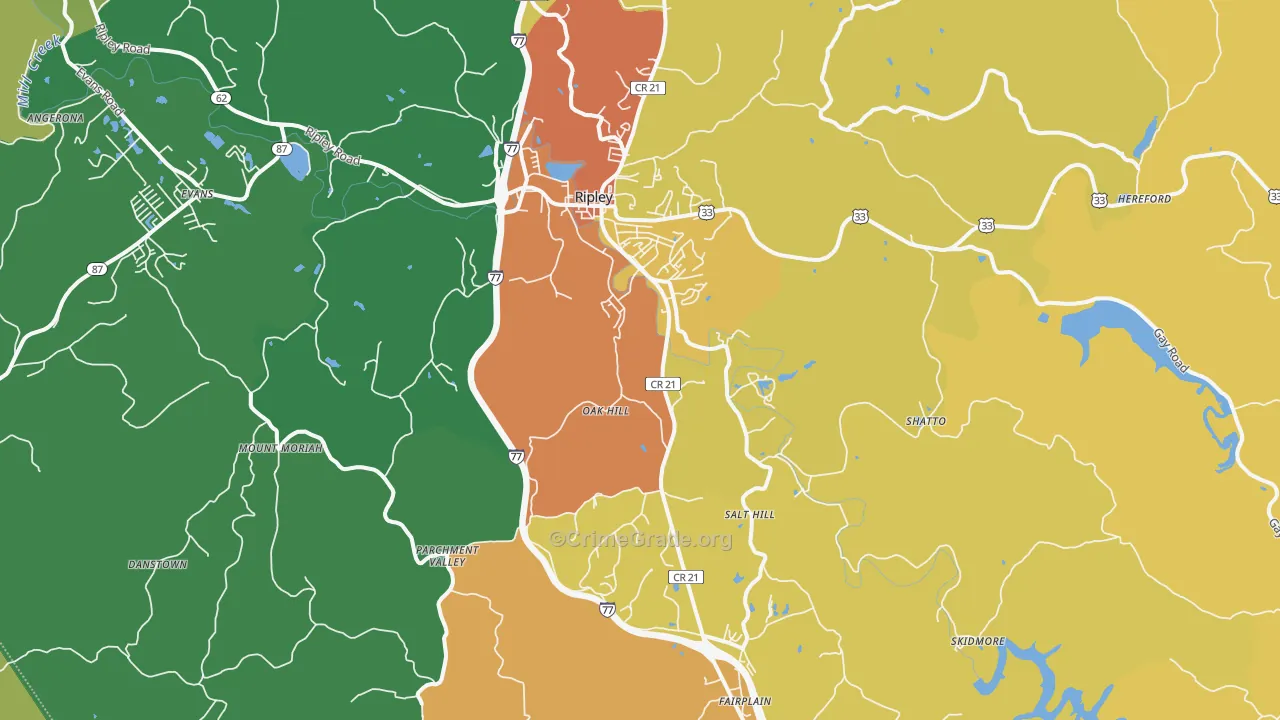 Ripley, WV Map of Vandalism Rates