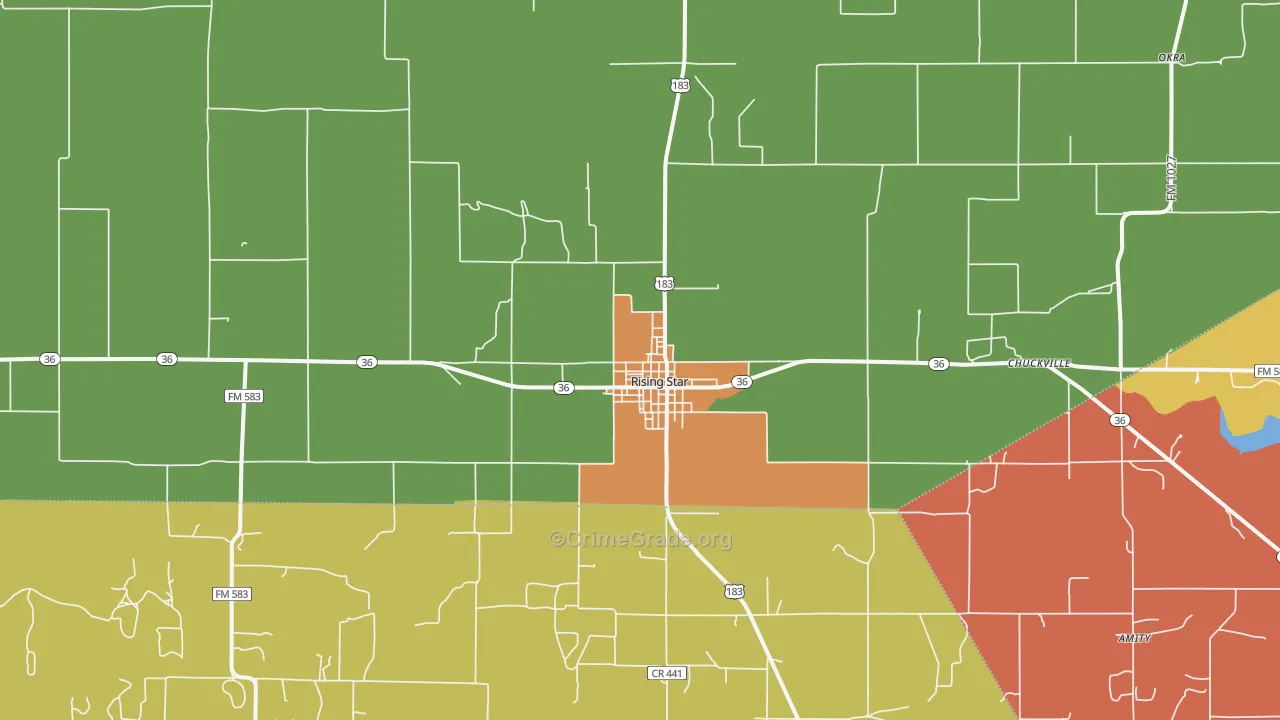Rising Star, TX Map of Vandalism Rates
