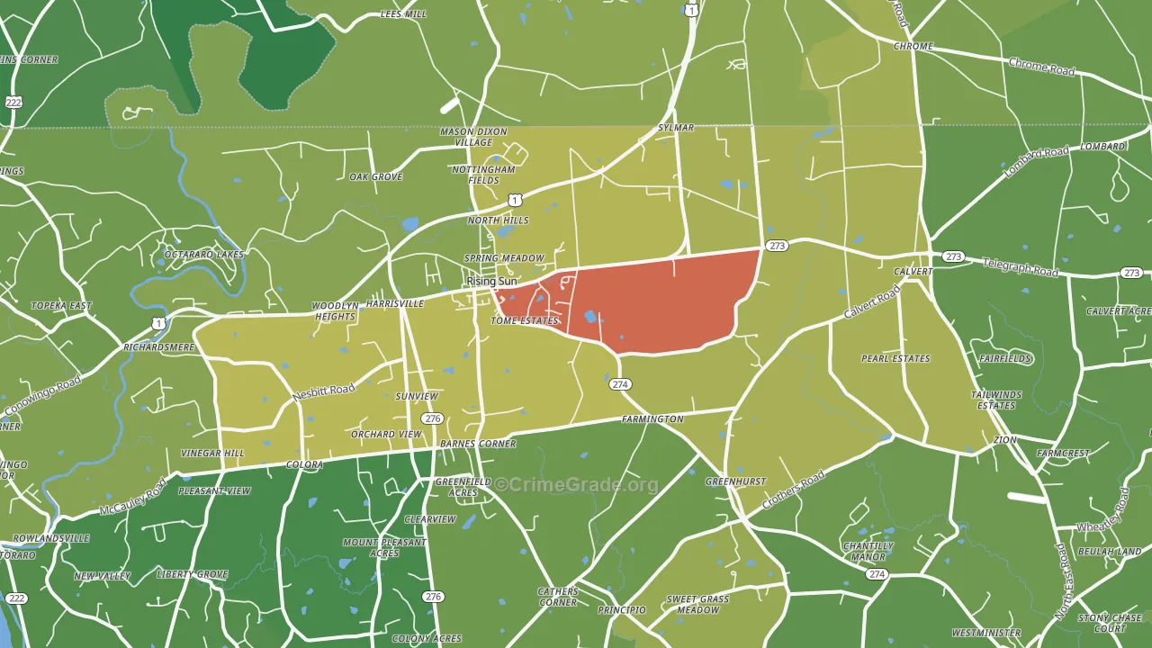 Rising Sun, MD Map of Vandalism Rates