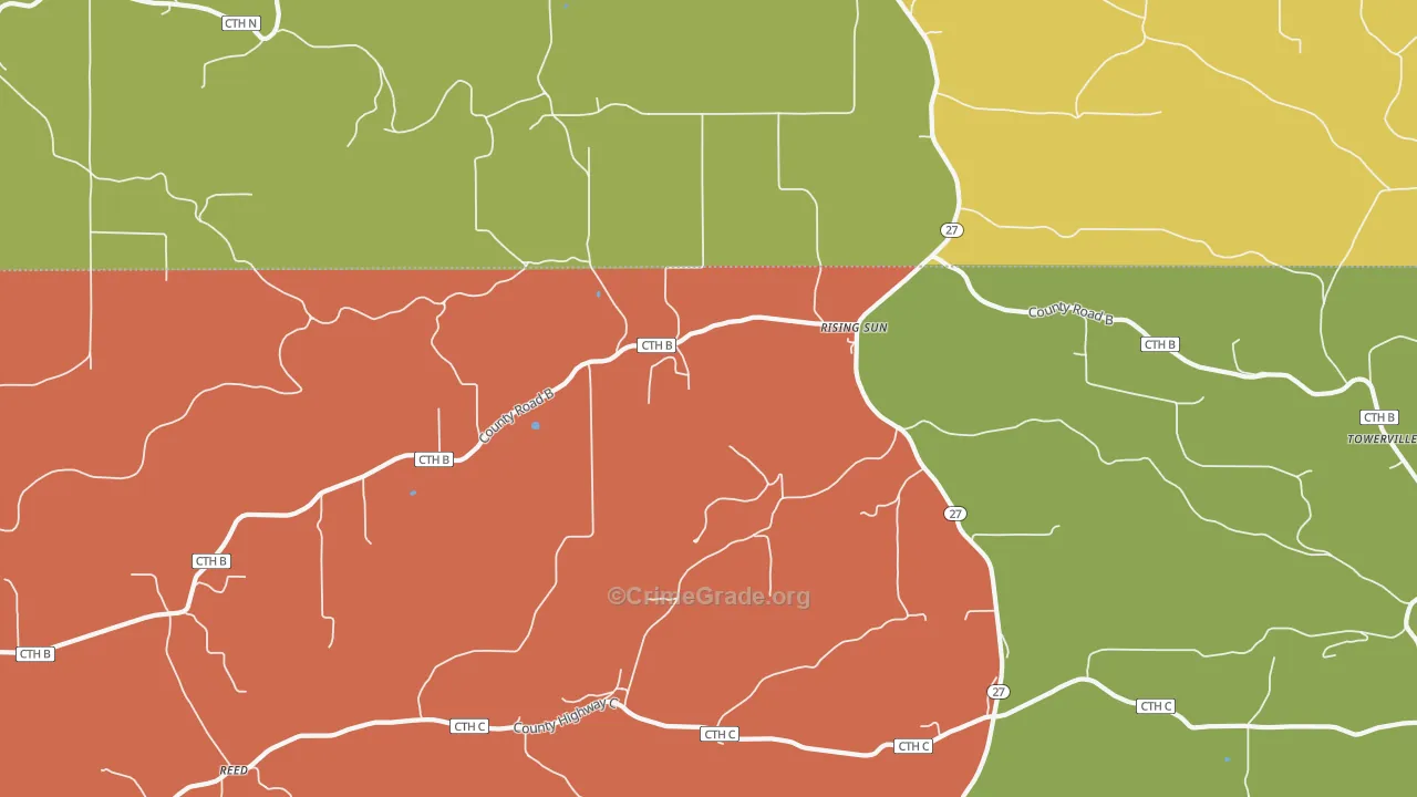 Rising Sun, WI Map of Vandalism Rates