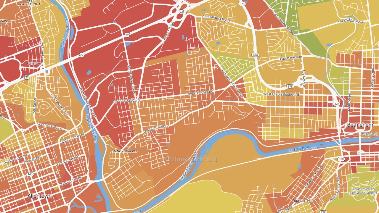 Rittersville, Allentown, PA Map of Vandalism Rates