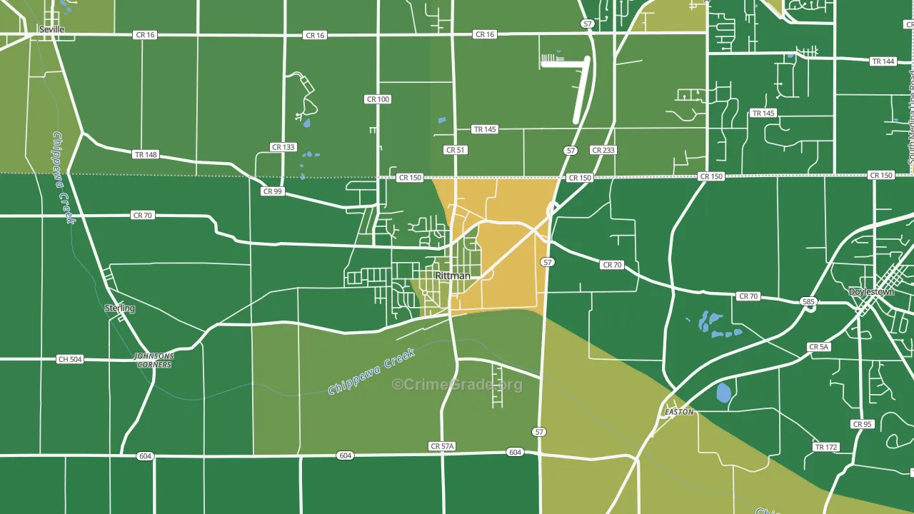 Rittman, OH Map of Vandalism Rates