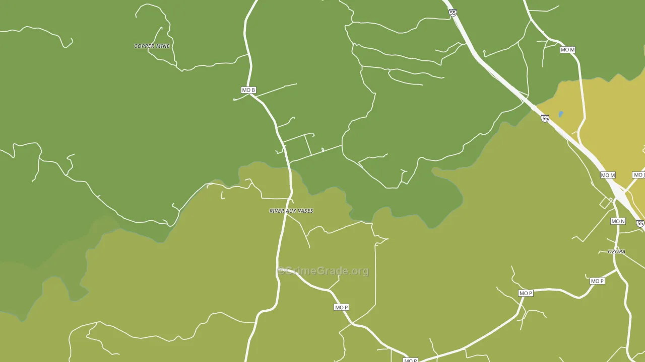 River aux Vases, MO Map of Vandalism Rates