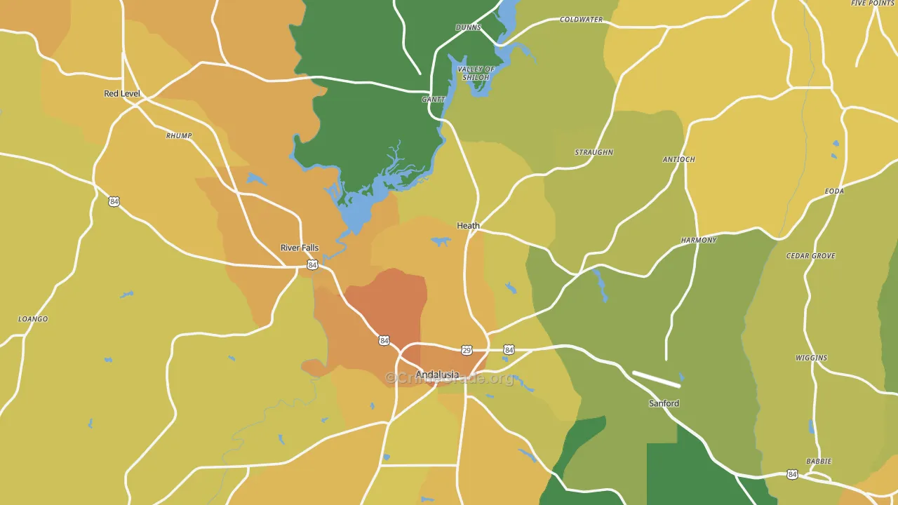River Falls, AL Map of Vandalism Rates