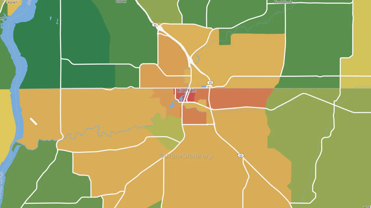 River Falls, WI Map of Vandalism Rates