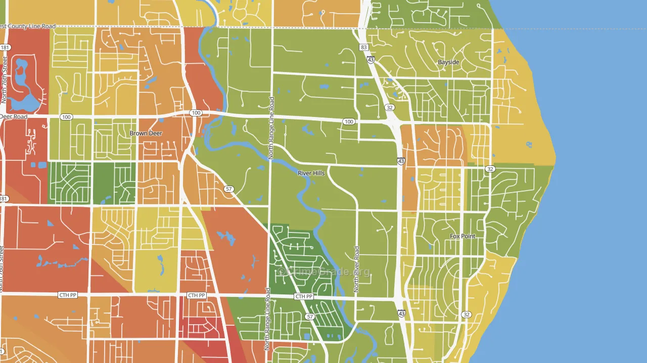 River Hills, WI Map of Vandalism Rates