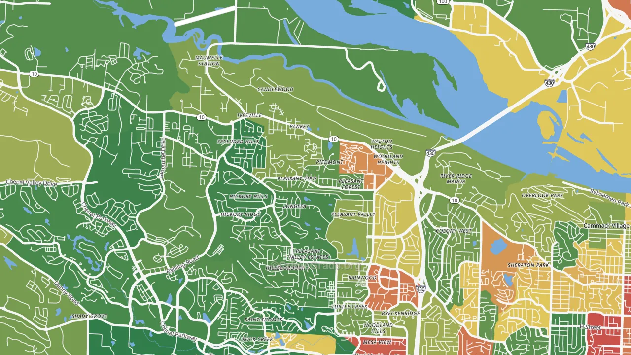 River Mountain, Little Rock, AR Map of Vandalism Rates
