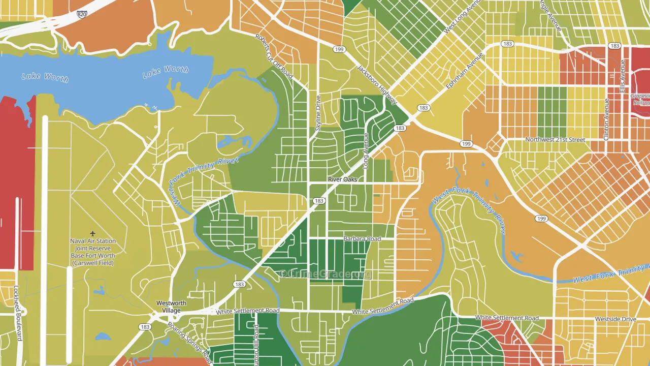 River Oaks, TX Map of Vandalism Rates