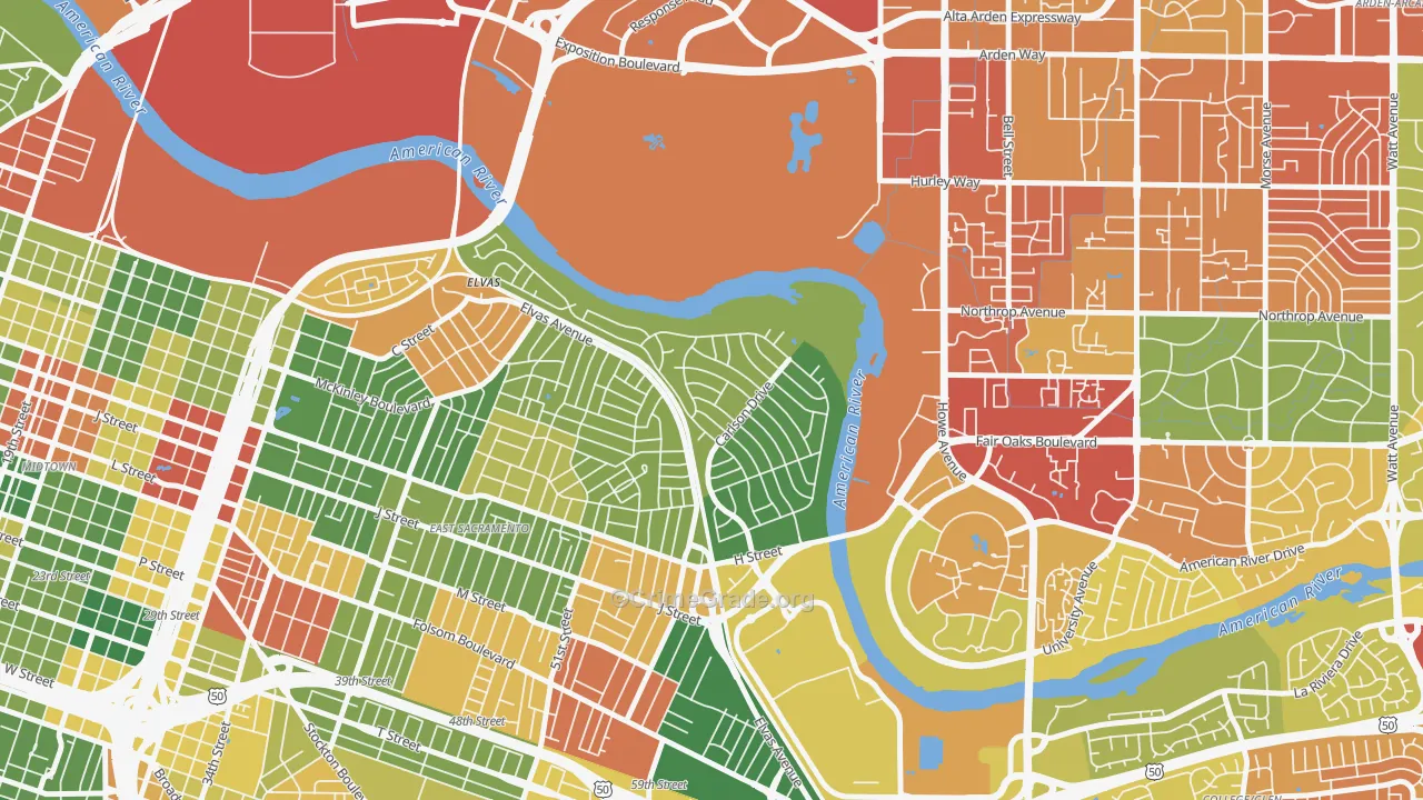River Park, Sacramento, CA Map of Vandalism Rates