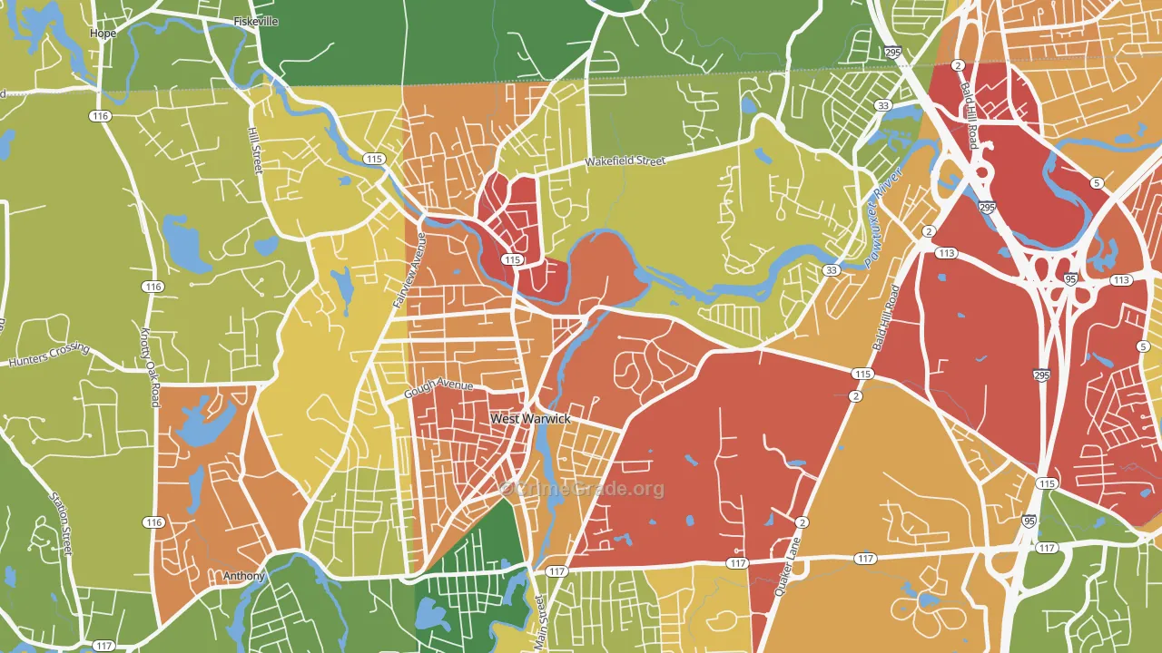 River Point, West Warwick, RI Map of Vandalism Rates
