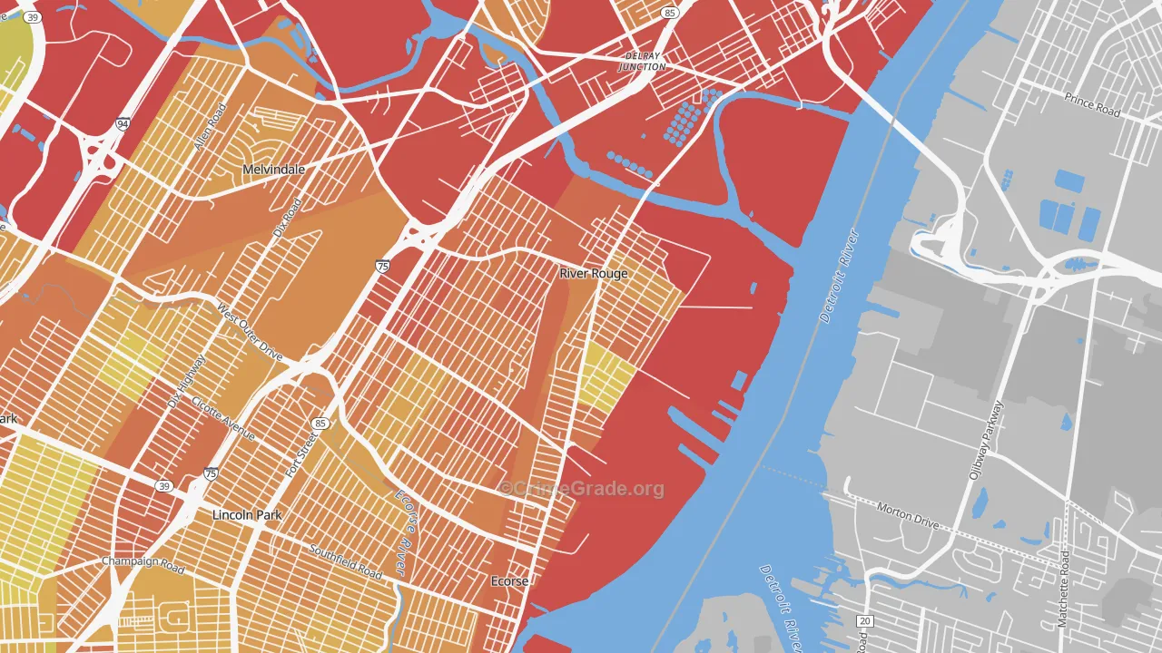 River Rouge, MI Map of Vandalism Rates