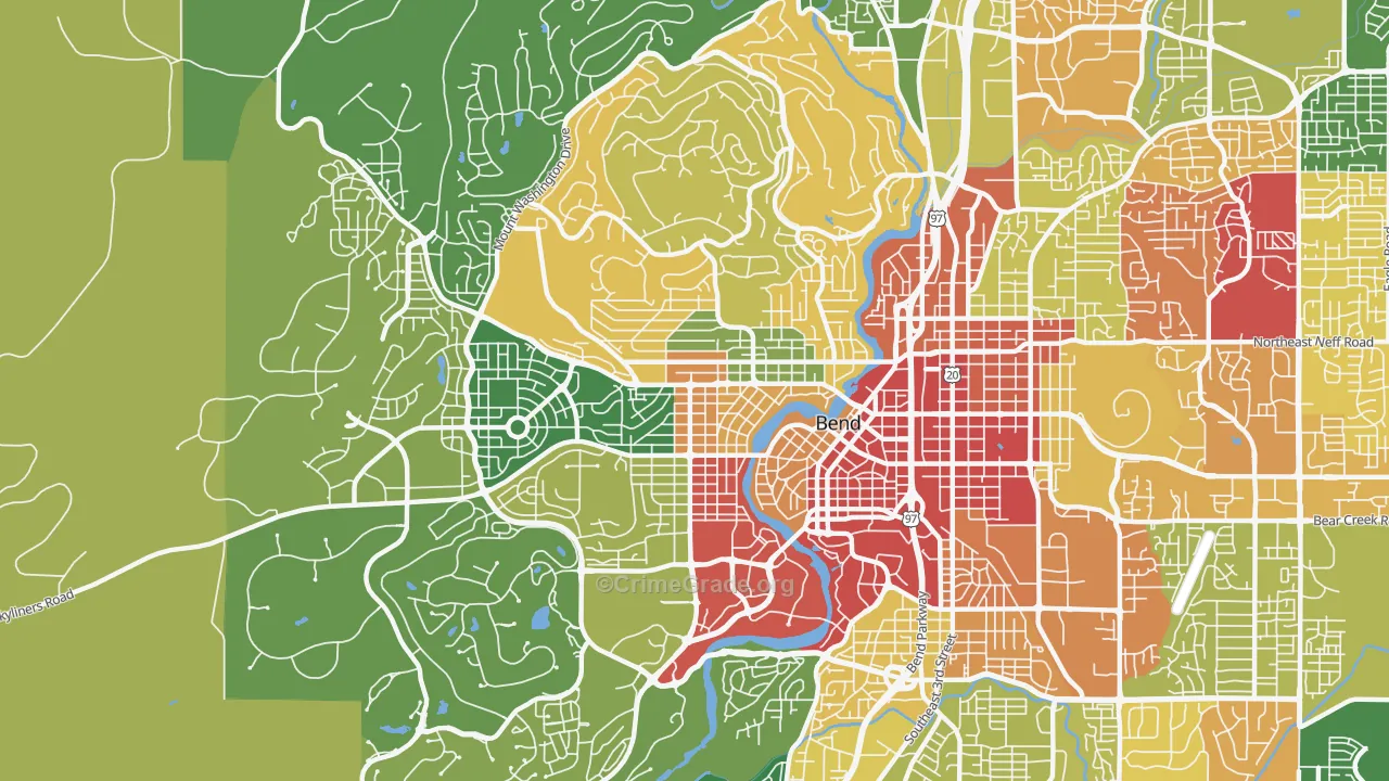 River West, Bend, OR Map of Vandalism Rates