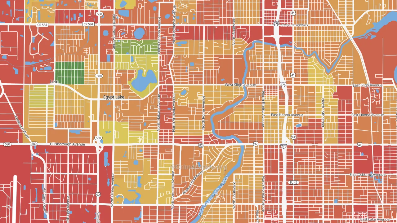Riverbend, Tampa, FL Map of Vandalism Rates