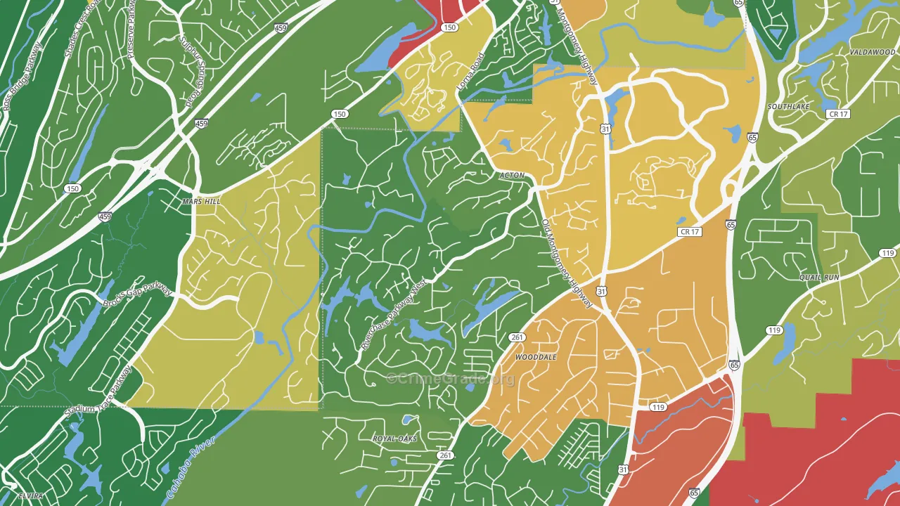 Riverchase Country Club, Hoover, AL Map of Vandalism Rates