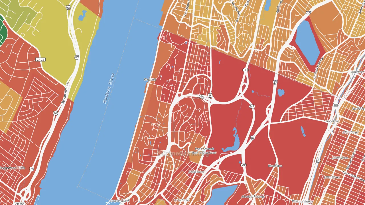 Riverdale, Bronx, NY Map of Vandalism Rates