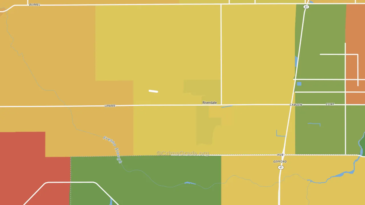 Riverdale, CA Map of Vandalism Rates