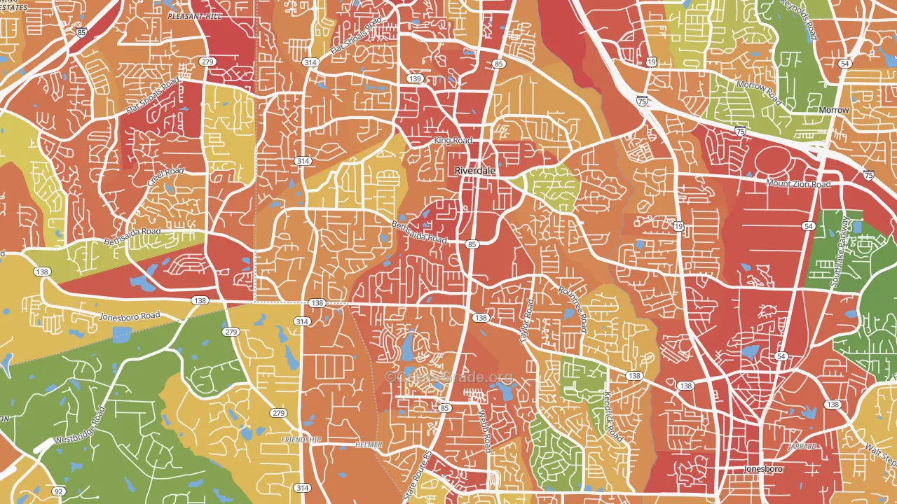 Riverdale, GA Map of Vandalism Rates