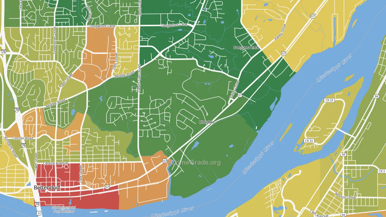 Riverdale, IA Map of Vandalism Rates