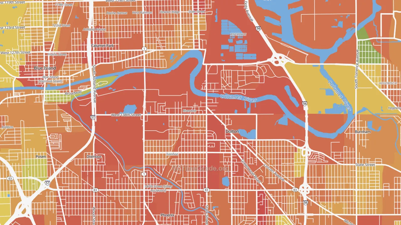 Riverdale, IL Map of Vandalism Rates