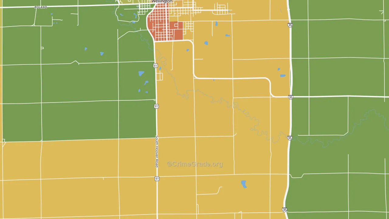 Riverdale, KS Map of Vandalism Rates