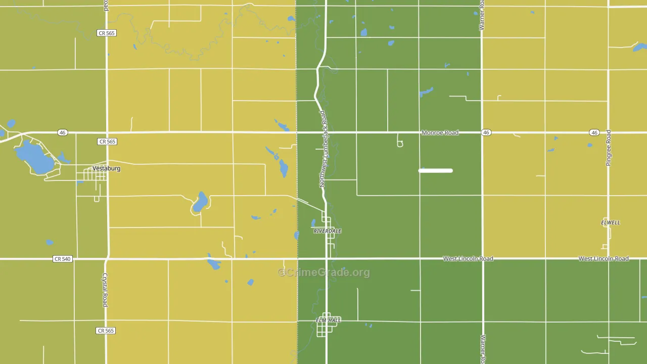 Riverdale, MI Map of Vandalism Rates