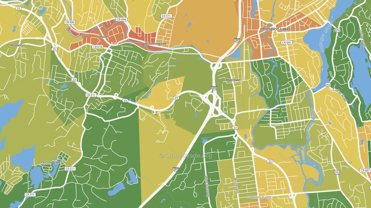 Riverdale, NJ Map of Vandalism Rates