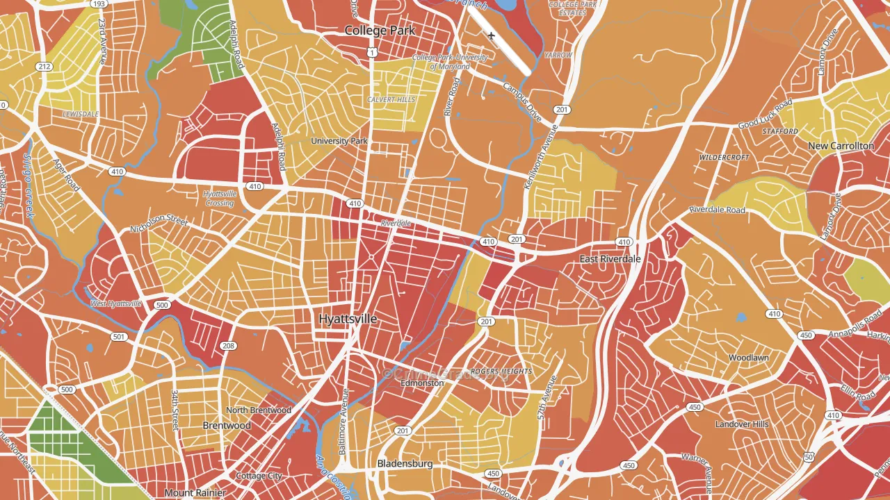 Riverdale Park, MD Map of Vandalism Rates