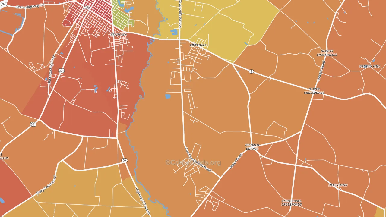 Riverdale, SC Map of Vandalism Rates
