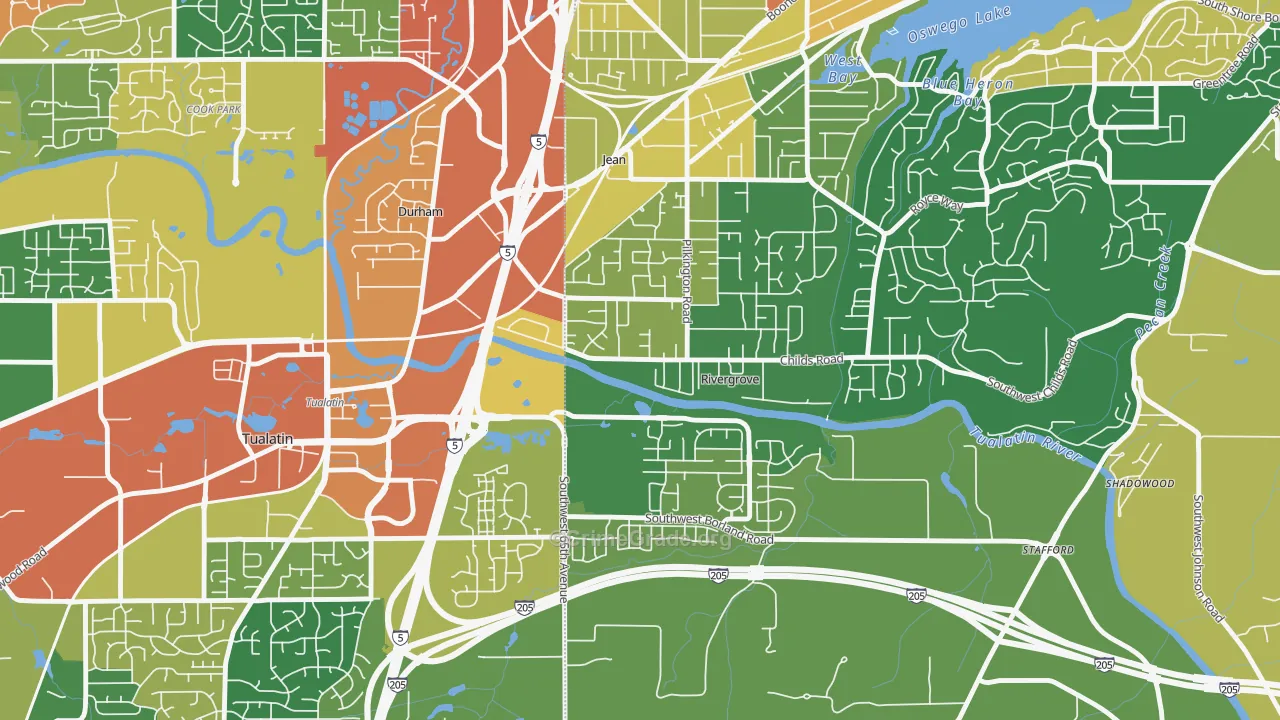 Rivergrove, OR Map of Vandalism Rates