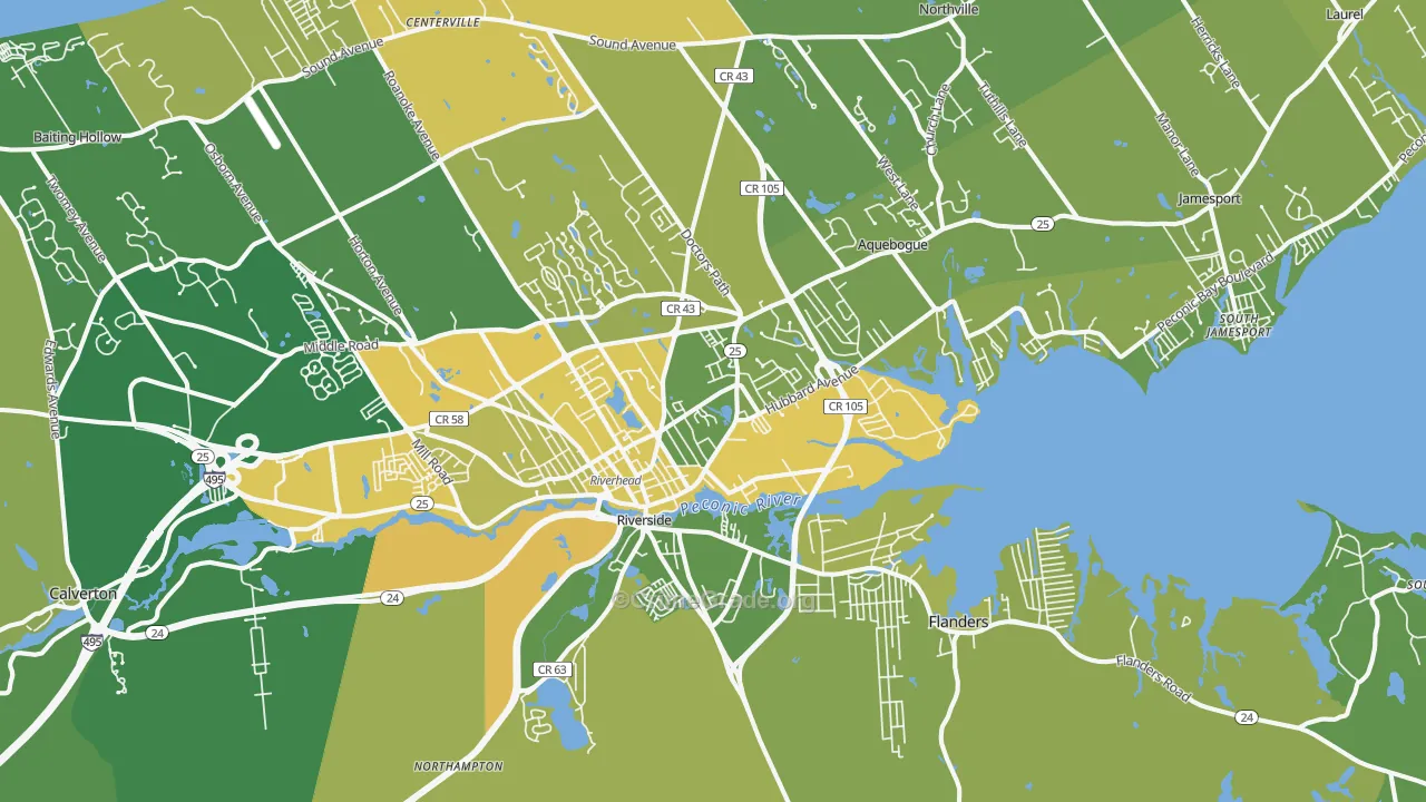 Riverhead, NY Map of Vandalism Rates