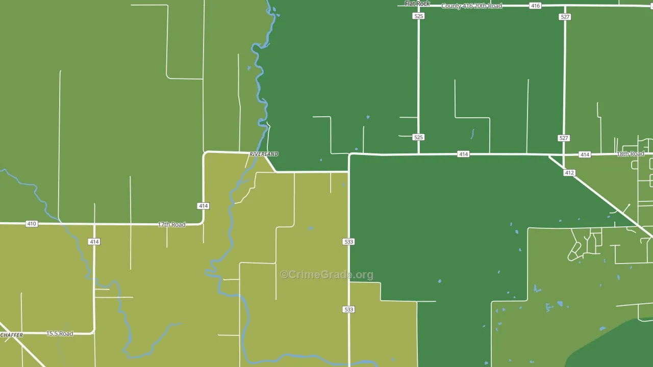 Riverland, MI Map of Vandalism Rates