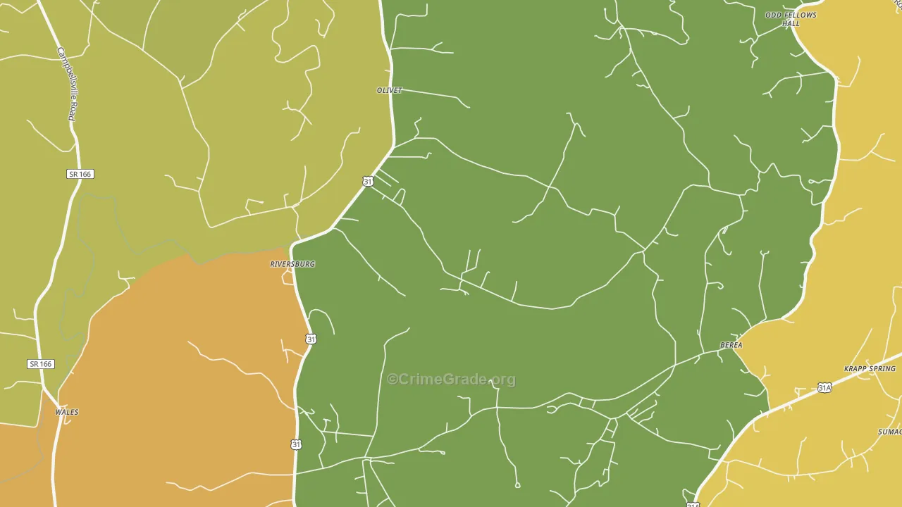 Riversburg, TN Map of Vandalism Rates