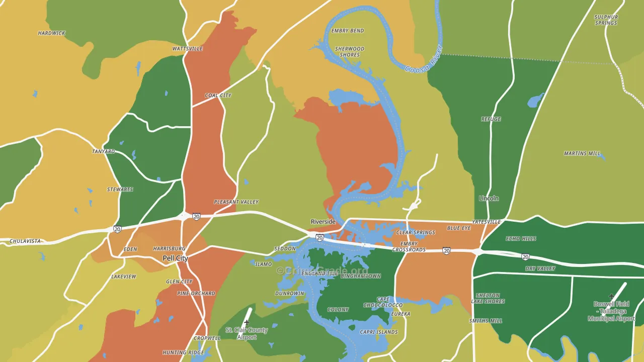 Riverside, AL Map of Vandalism Rates