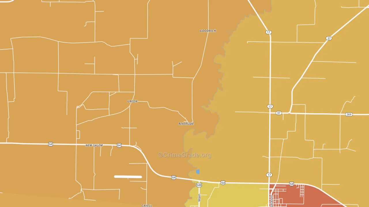 Riverside, AR Map of Vandalism Rates