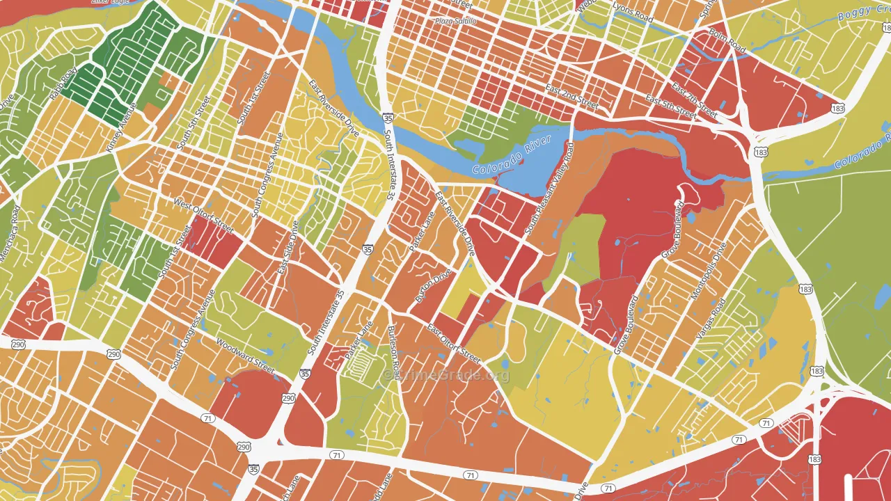 Riverside, Austin, TX Map of Vandalism Rates