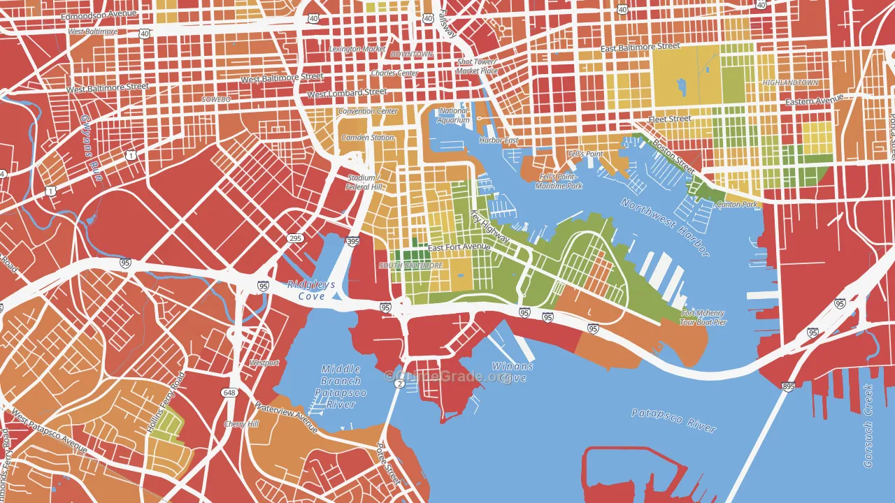 Riverside, Baltimore, MD Map of Vandalism Rates