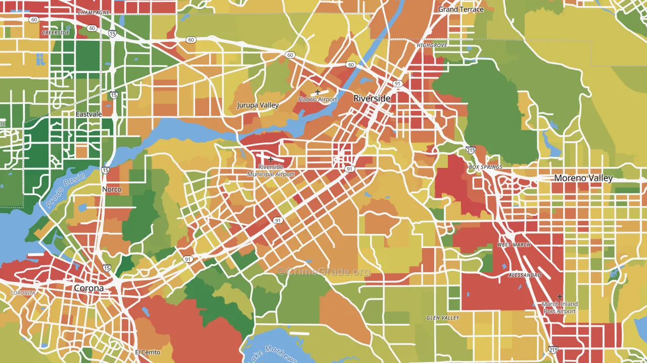 Riverside, CA Map of Vandalism Rates