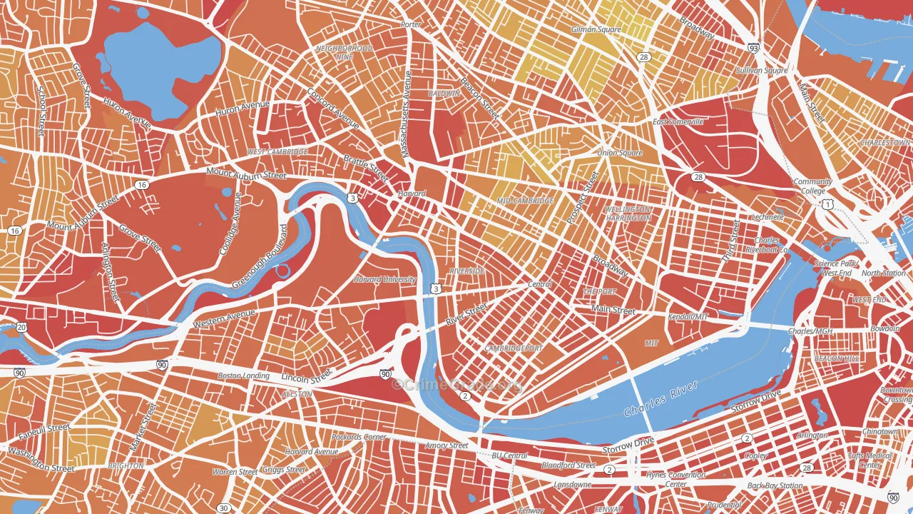 Riverside, Cambridge, MA Map of Vandalism Rates