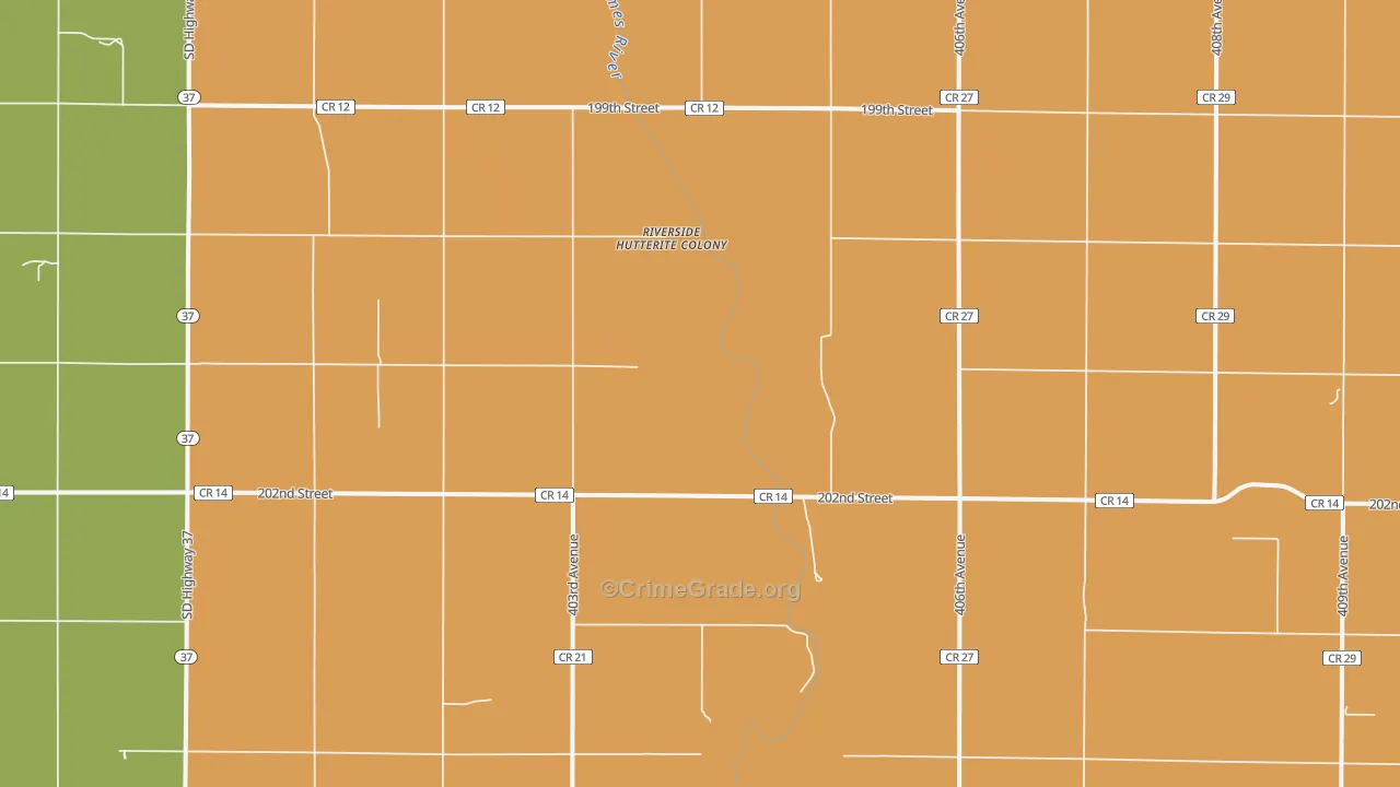 Riverside Colony, SD Map of Vandalism Rates