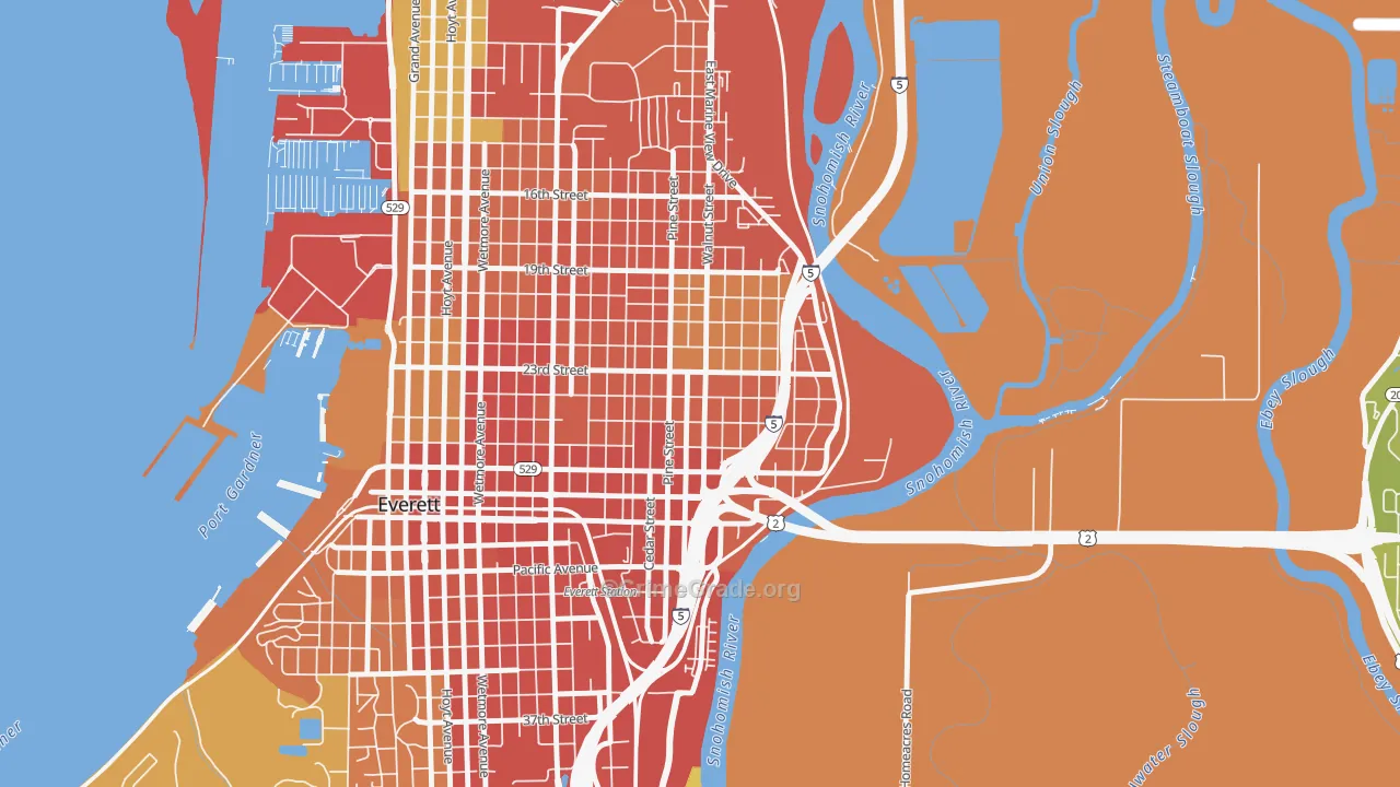 Riverside-Everett, Everett, WA Map of Vandalism Rates