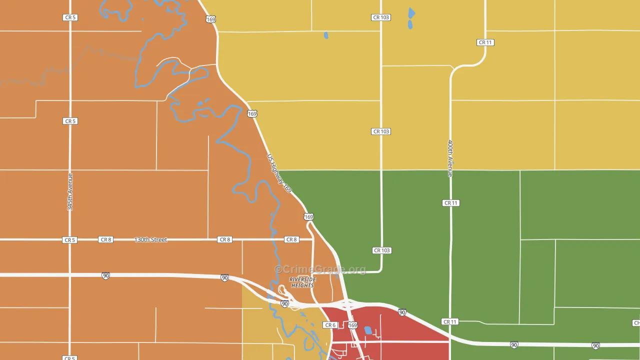 Riverside Heights, MN Map of Vandalism Rates